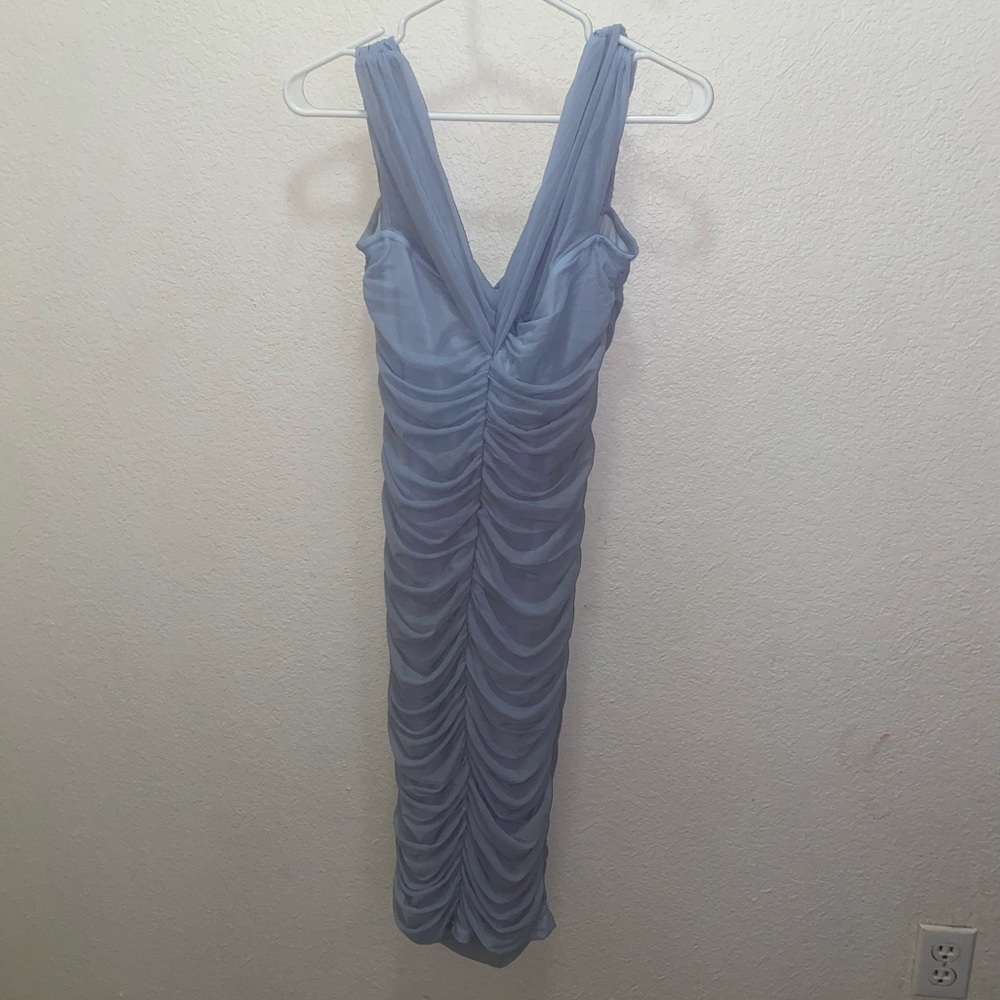 Blue Ruched Midi Dress - Picture 2 of 4